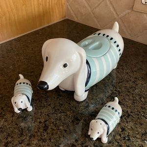 Dachshund cookie jar and S&P shakers